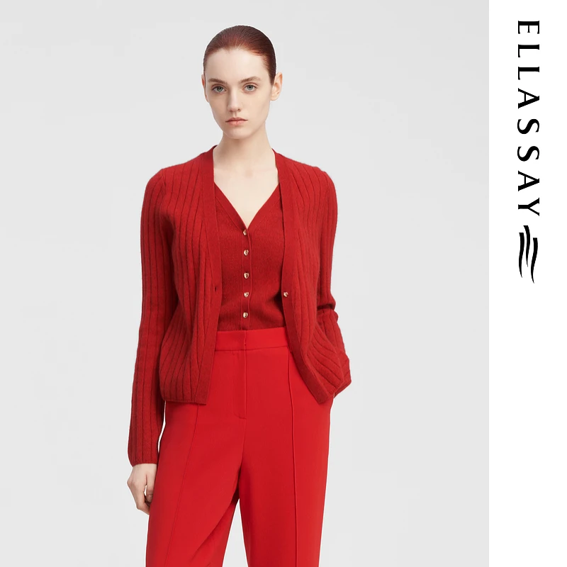 【贤哥专属】ELLASSAY秋季单排扣假两件针织衫EWF343M05400