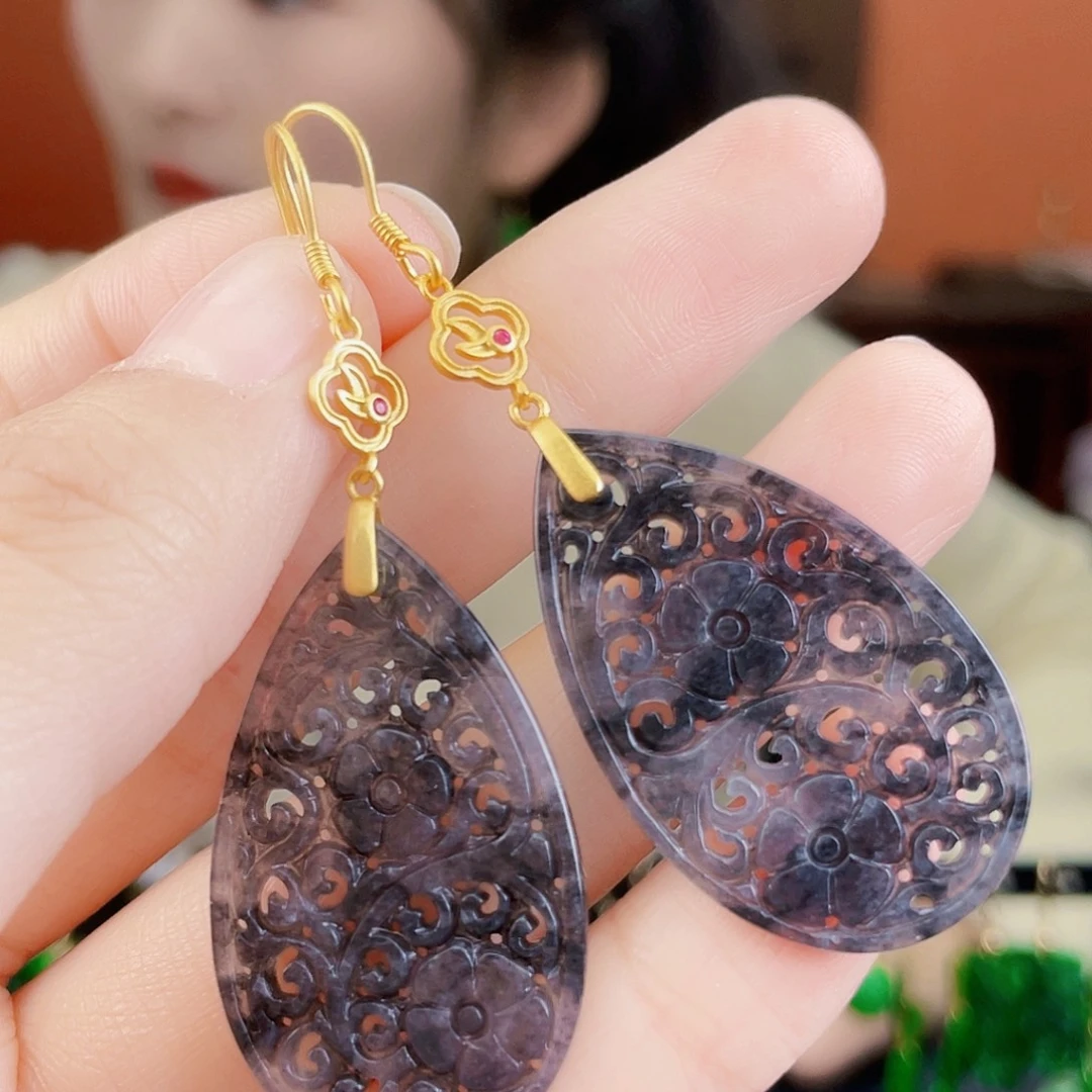 翡翠银S925镶嵌耳饰