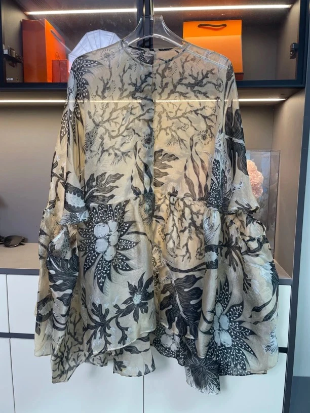 【魅力山河】25年夏季新款100%桑蚕丝印花衬衫高奢真丝上衣高级感