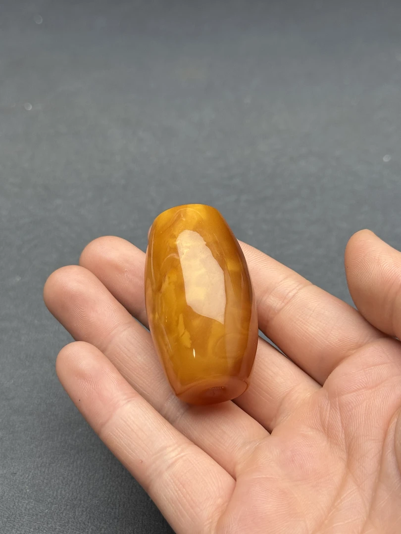 Y5490天然原矿蜜蜡鸡油黄妖花桶珠 27*47mm抖音基地质检发货