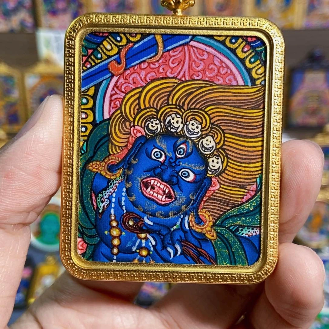 吊坠纯手绘唐卡不动明王