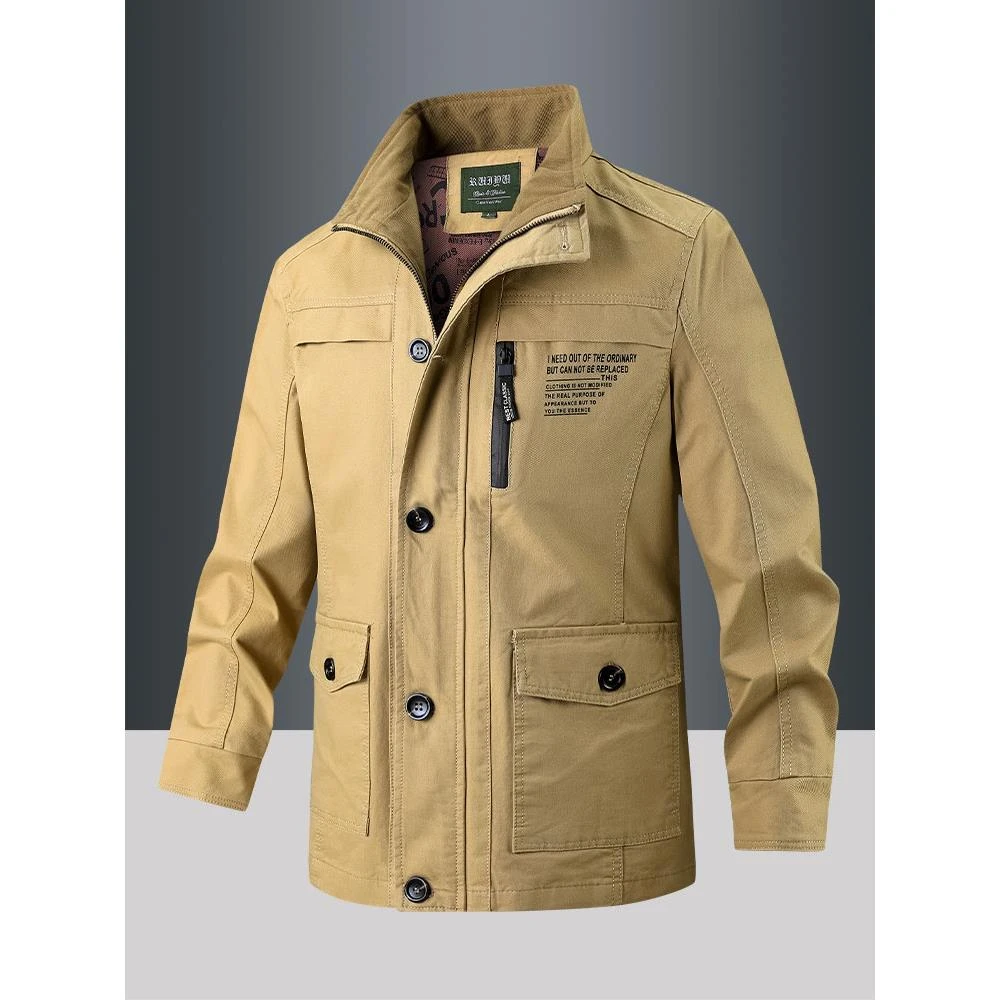 杜拉妮2025年秋冬季男式夹克新款休闲立领宽松大码百搭工装外套男