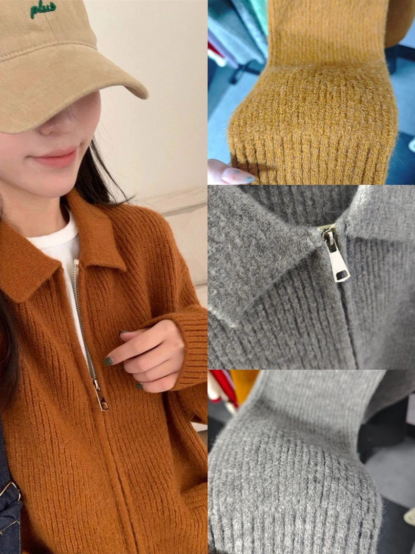 2025年冬翻领毛衣开衫