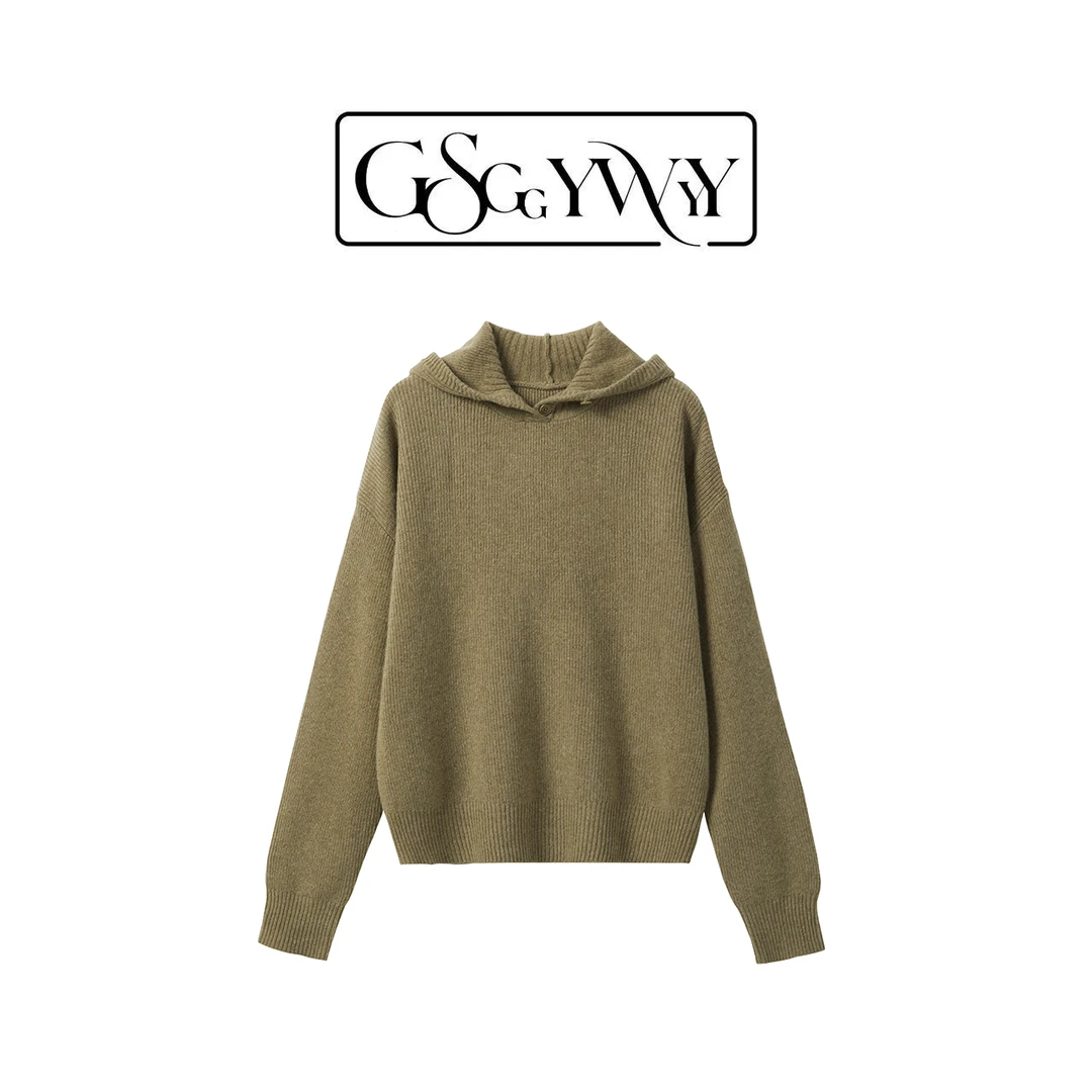 【GSGG YWYY】100%全羊毛针织修身型长袖休闲卫衣