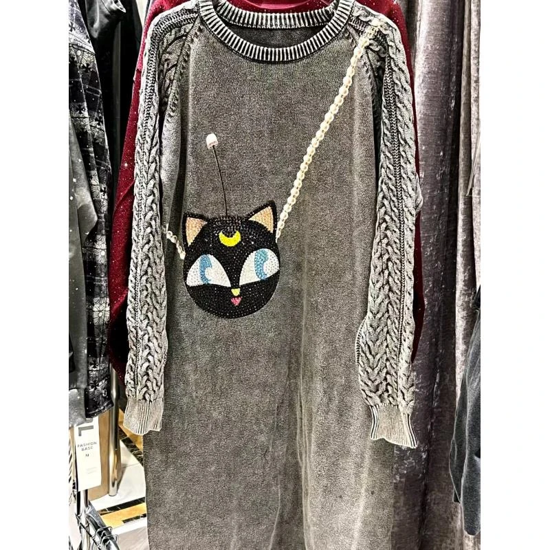 【7048黑色裙月亮猫】短袖裙女打底半袖休闲夏2025款连衣裙爆款