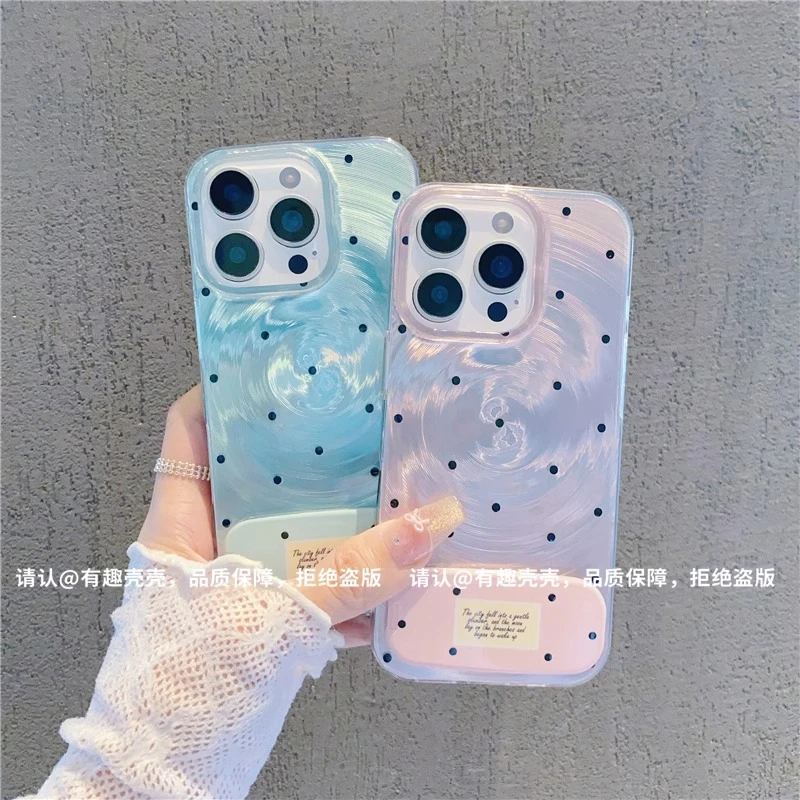 个性波点镜面支架适用苹果16手机壳新款iphone15小众14高级13防摔