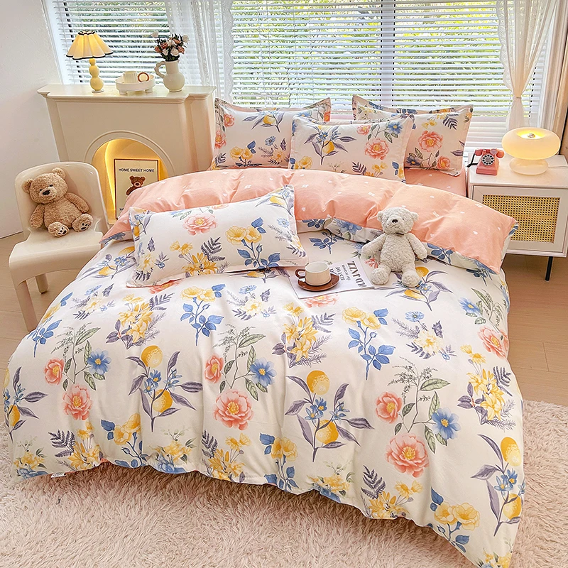 100支棉床上用品学生宿舍加厚磨毛亲肤被套床单四件套