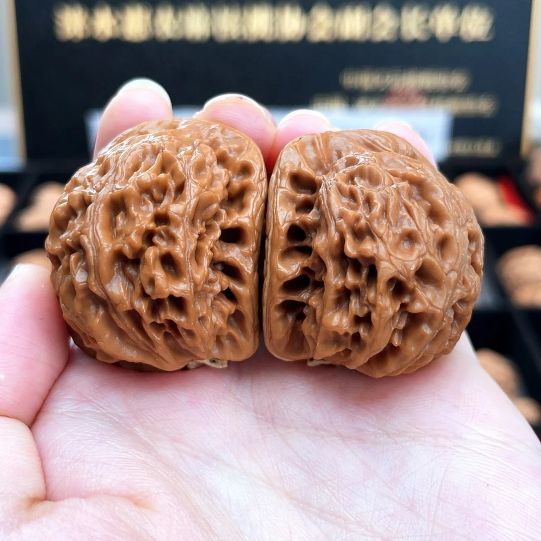 把件文玩核桃半壁宫灯异形全品红皮就这一对41尺