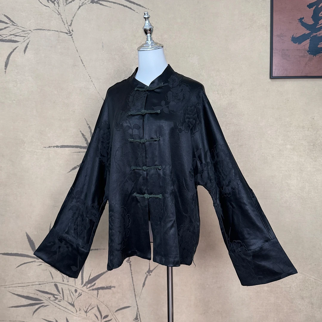 【卷卷新中式】“大王牡丹”白屈菜绿稀有色！香云纱65姆米手工扣外套