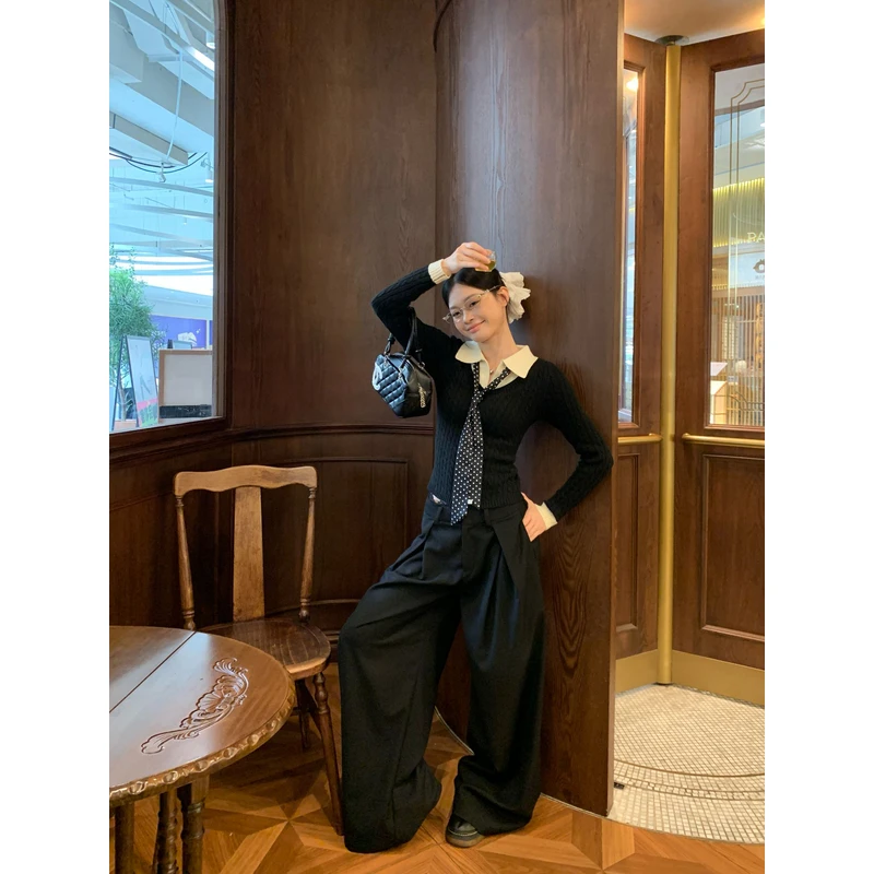 宋正恩【现现】新品上新蝴蝶结小标装饰拼色polo领毛织小件ZSSM2011