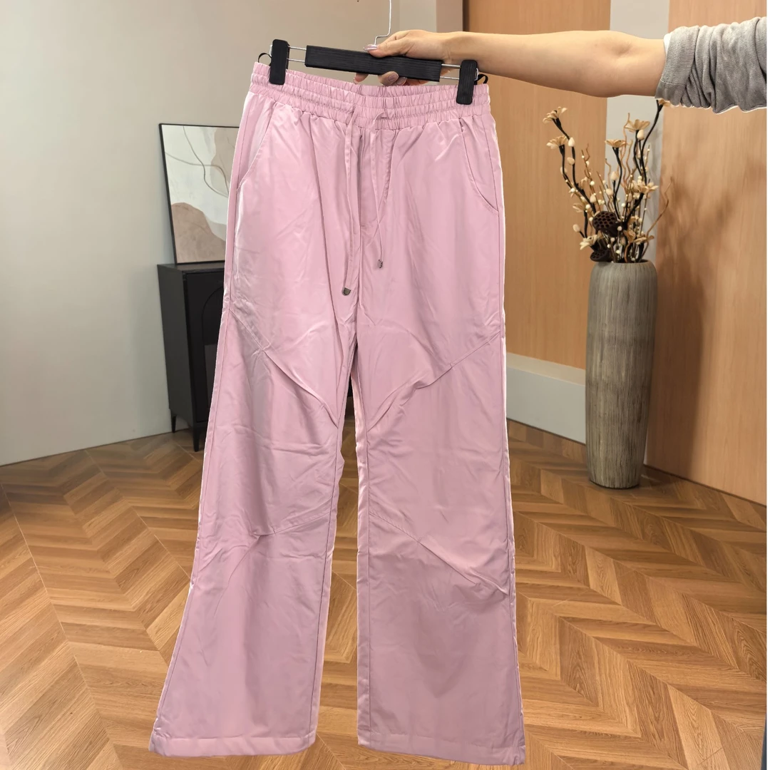 纯色冬季男女同款休闲裤集合粉灰纽扣工装风透气2924