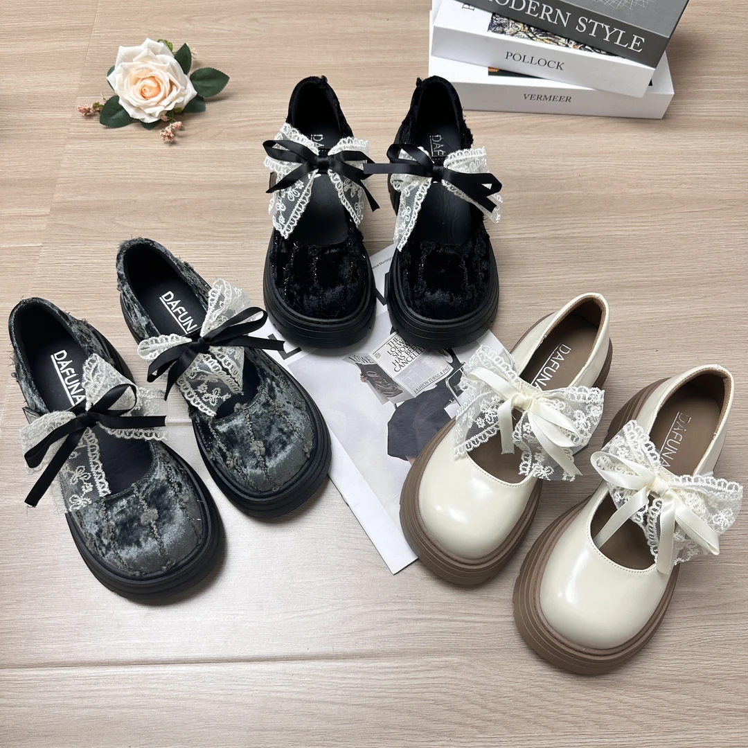 【L5】大头蝴蝶结玛丽珍女2025春夏新款时尚新中式小个子厚底鞋