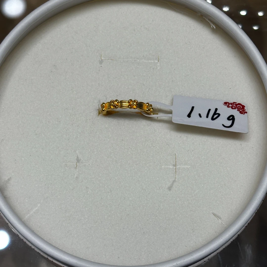 【小馨专享】足金999拉丝花朵戒指时尚百搭1.16g
