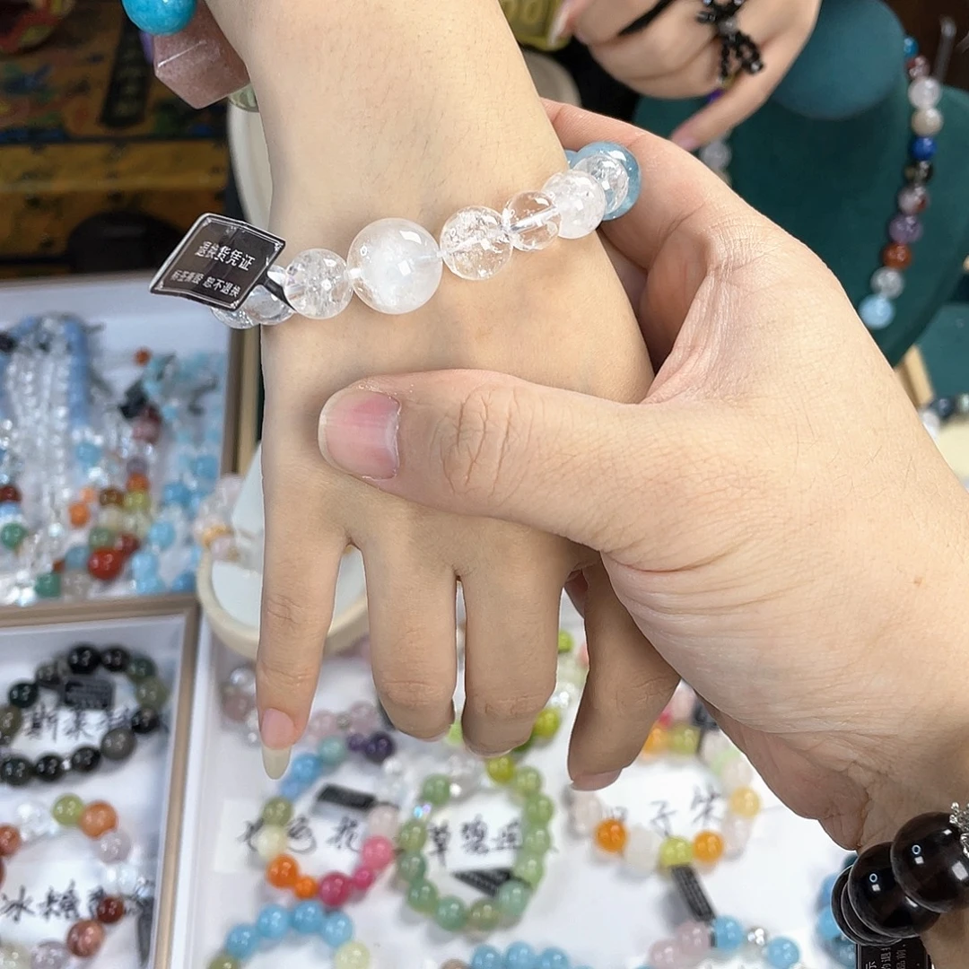 水晶手链银S925镀金镶嵌