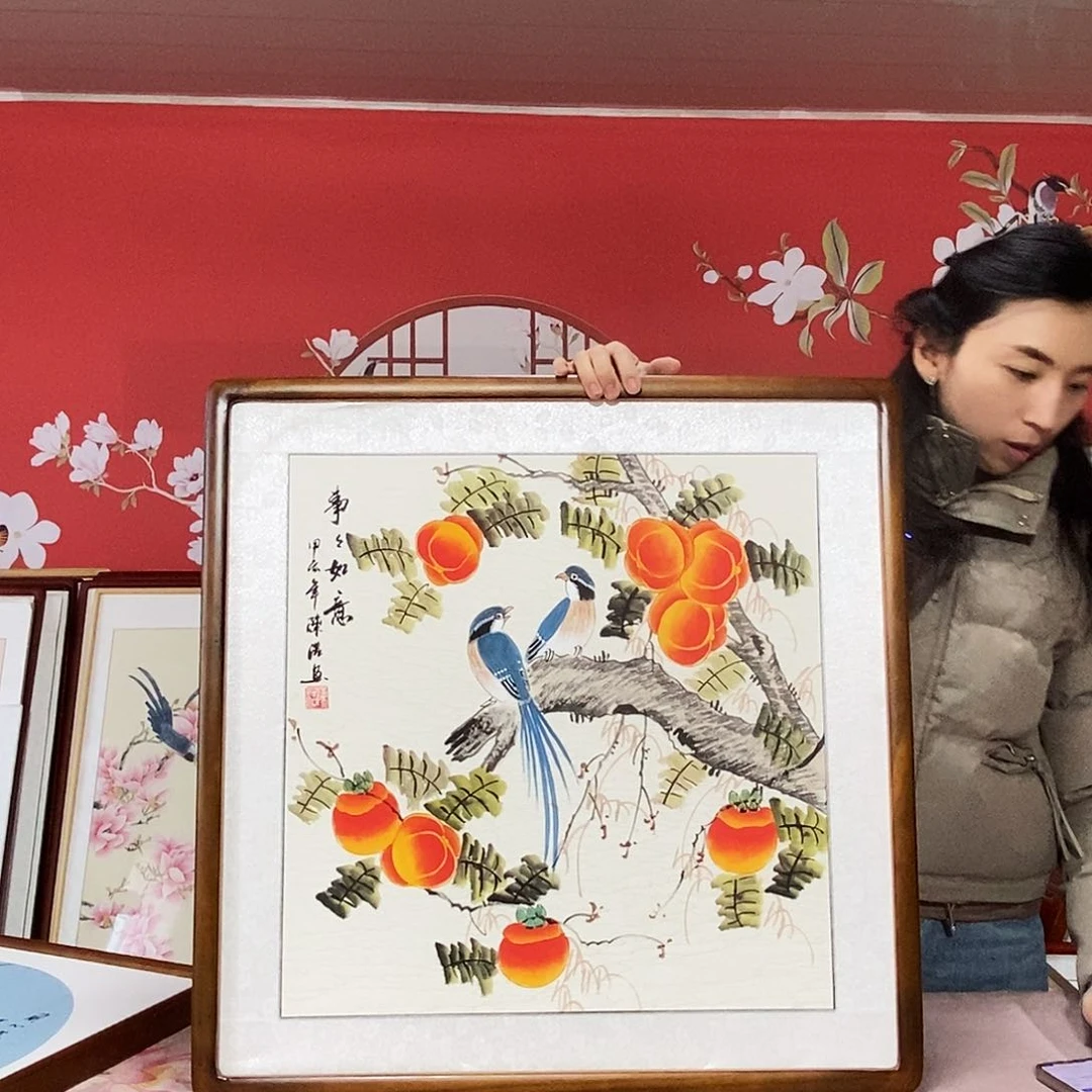国画手写手绘带框包邮63✖️63
