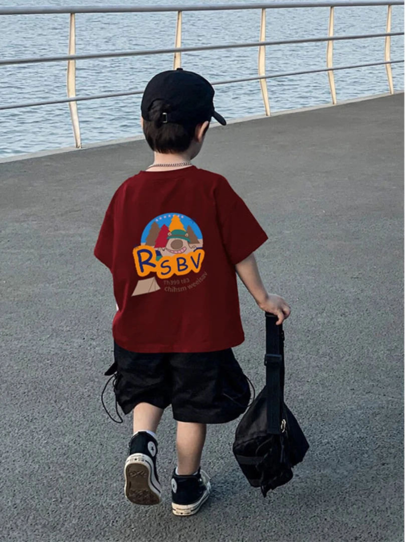 纯棉儿童潮流T恤短袖男童薄款夏季韩版中大童上衣百搭短袖印花ins