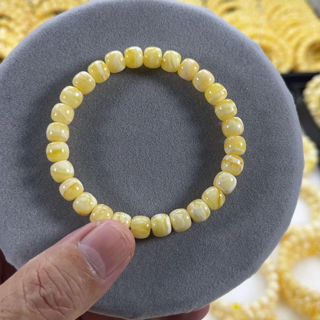 琥珀手串未镶嵌ડ****纯天然俄料白花虎皮