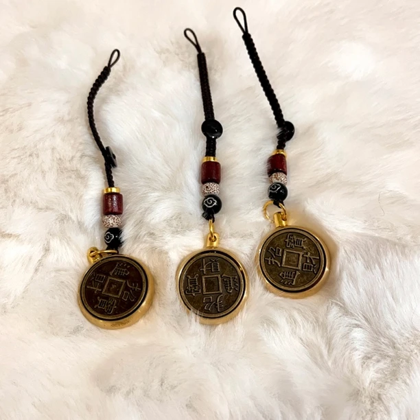 黄铜转转钥匙扣转钱手把件汽车钥匙链时来运转招财挂件