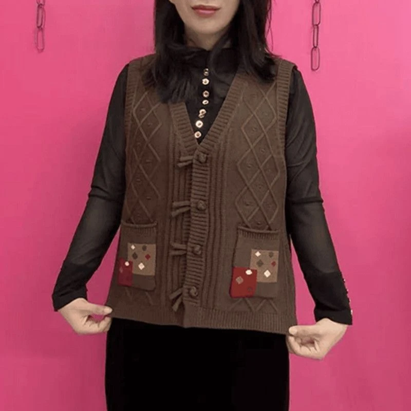 秋季网红新款时尚百搭减龄针织马甲可外穿休闲通勤无袖简约开衫