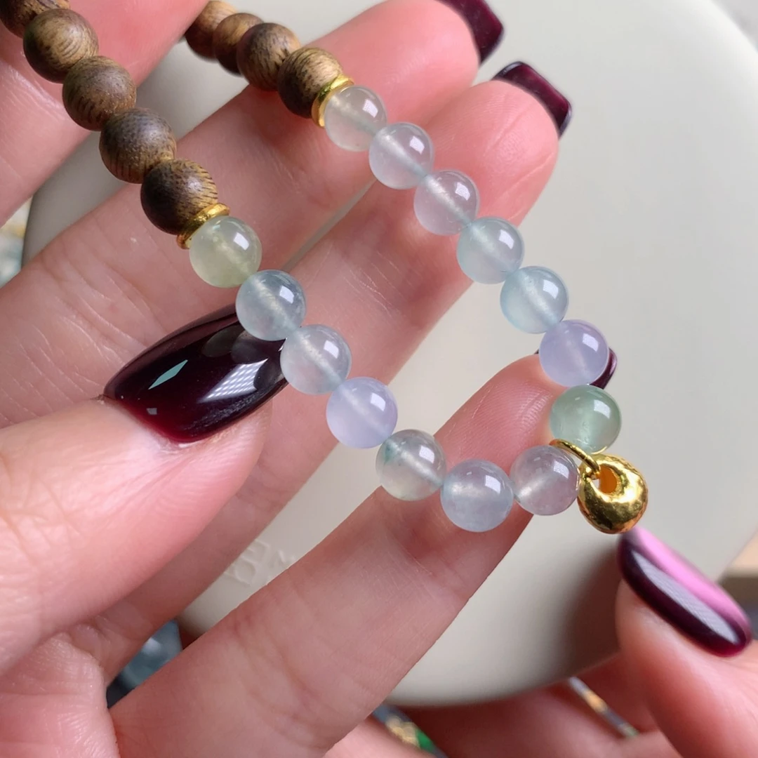 足金镶嵌手链翡翠手串