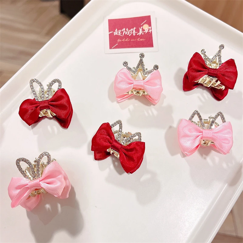 公主皇冠发饰高端红色结气质立体王冠小抓夹女孩碎发顶夹