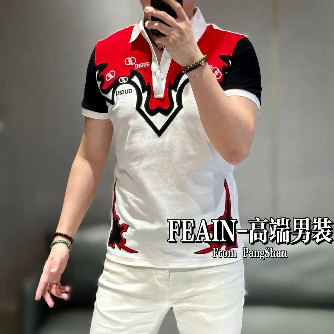 【雷迪·凯奇】高端定制男士立体激光切割裁剪工艺Polo7116