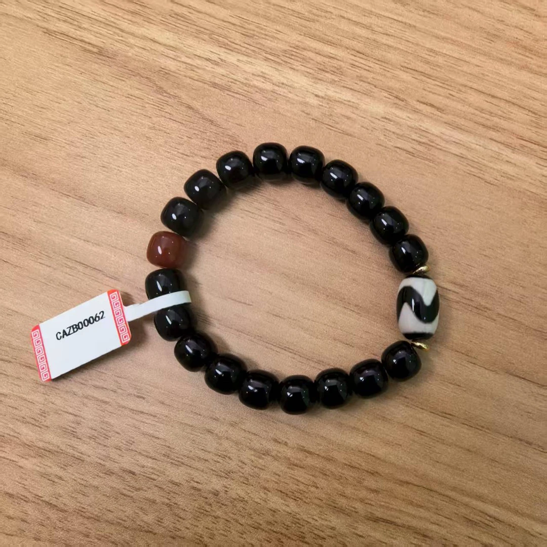 CAZB00062 天珠  玛瑙 多图案 手串 黑曜石配珠-CA