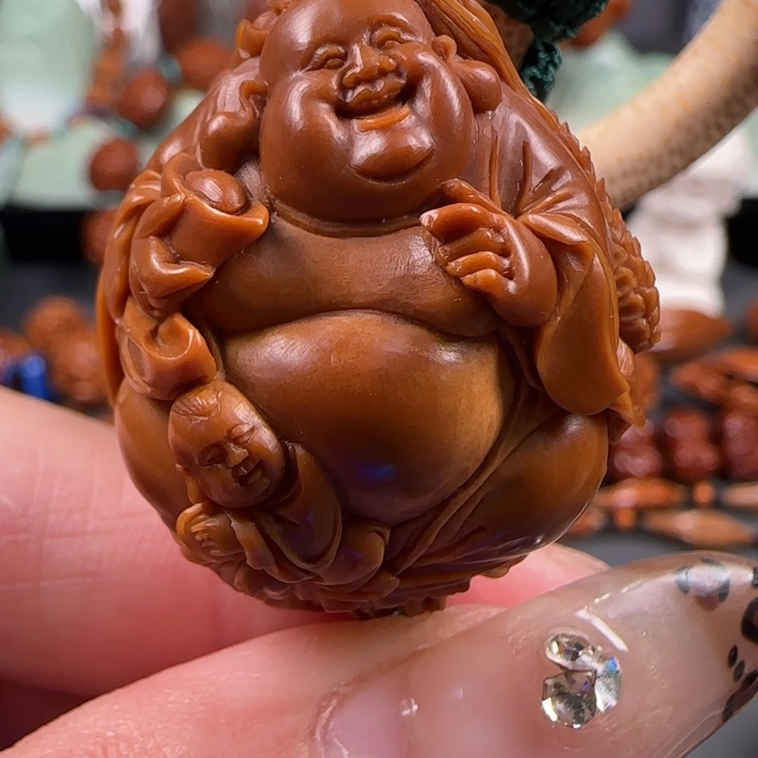 手串/手链橄榄核宽2.9鸡血红梅林核御龙五子弥勒佛大单颗