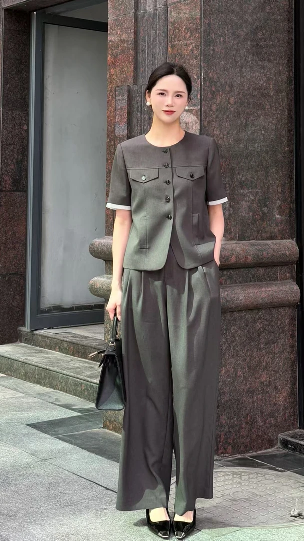 易缔媤高级灰阔腿裤D13542A9001