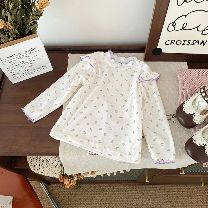 【现货】QY246853春秋新款儿童T恤女童飞飞袖打底衫