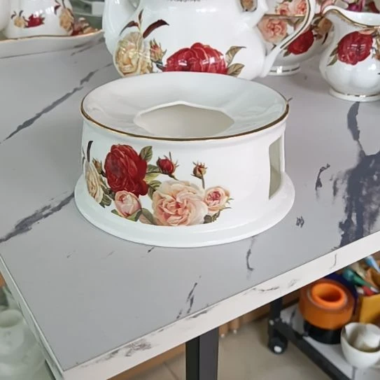 金秋玫瑰手工刮金温茶炉