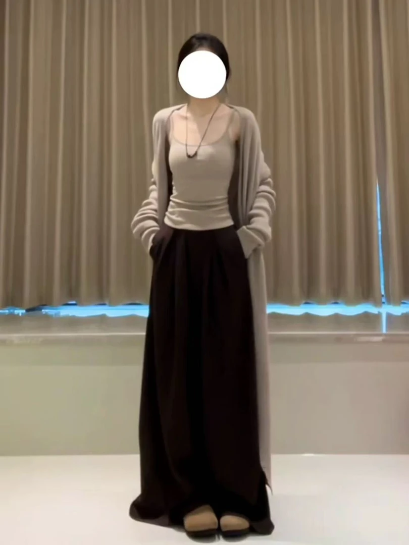 【大脸】新款长款开衫外套女韩系早秋穿搭高级感外搭针织衫5967