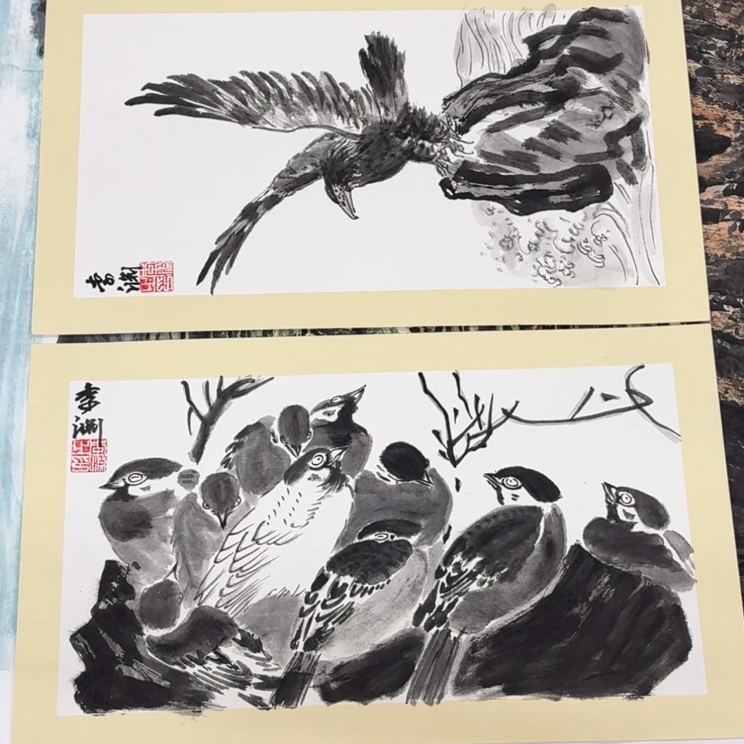国画33*50卡纸两张作品