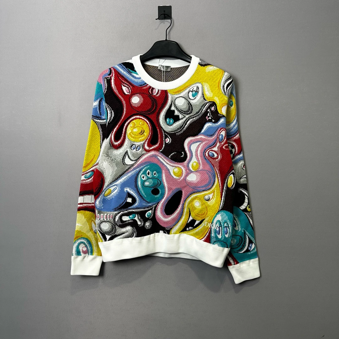 99新 DIOR/迪奥 kenny针织提花满印刺绣Logo卫衣/M码/公价12500