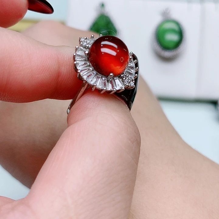 石榴石戒指银S925镶嵌