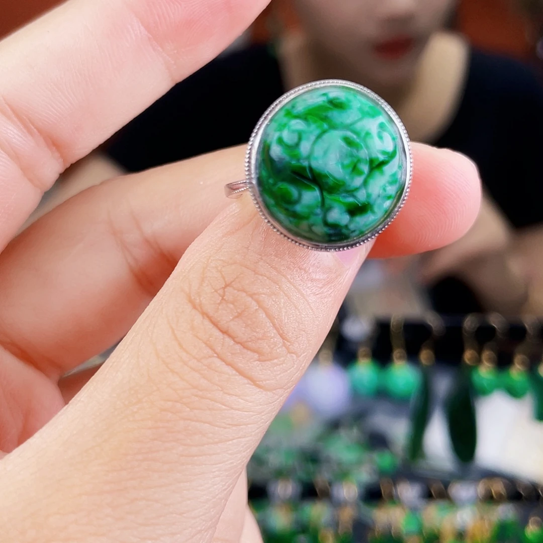 翡翠银S925镶嵌耳饰