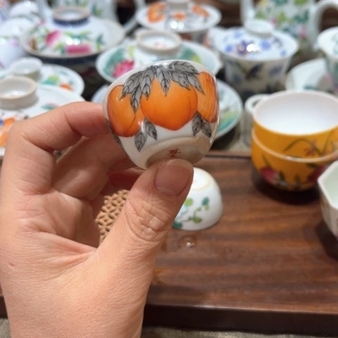 手绘茶杯盖碗壶承陶瓷