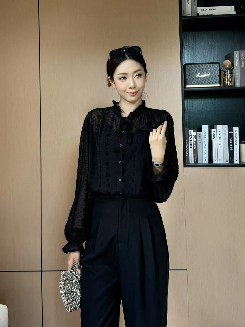 法式温柔风蕾丝衬衫女2025新款高级感轻奢减龄洋气长袖衫AM25950