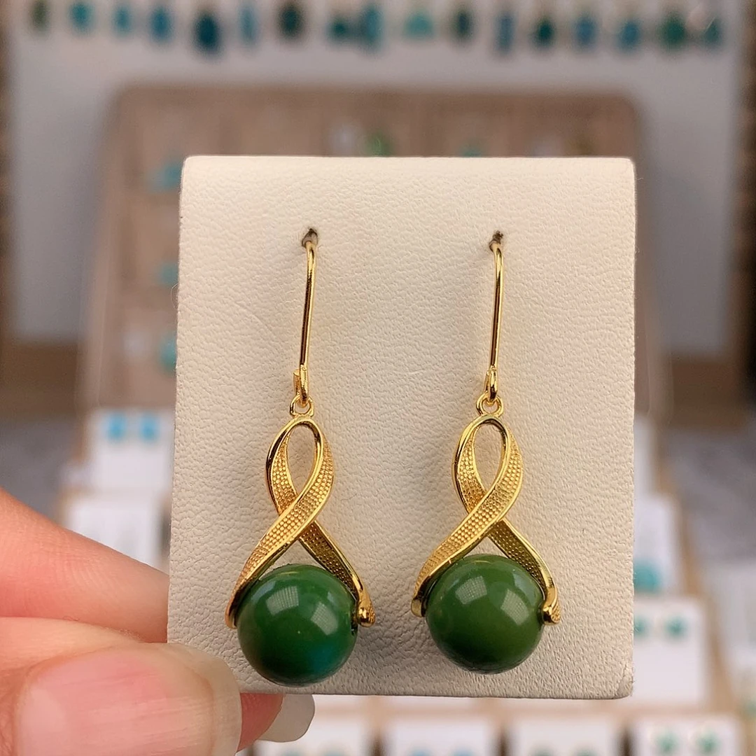 绿松石银S925镶嵌耳饰