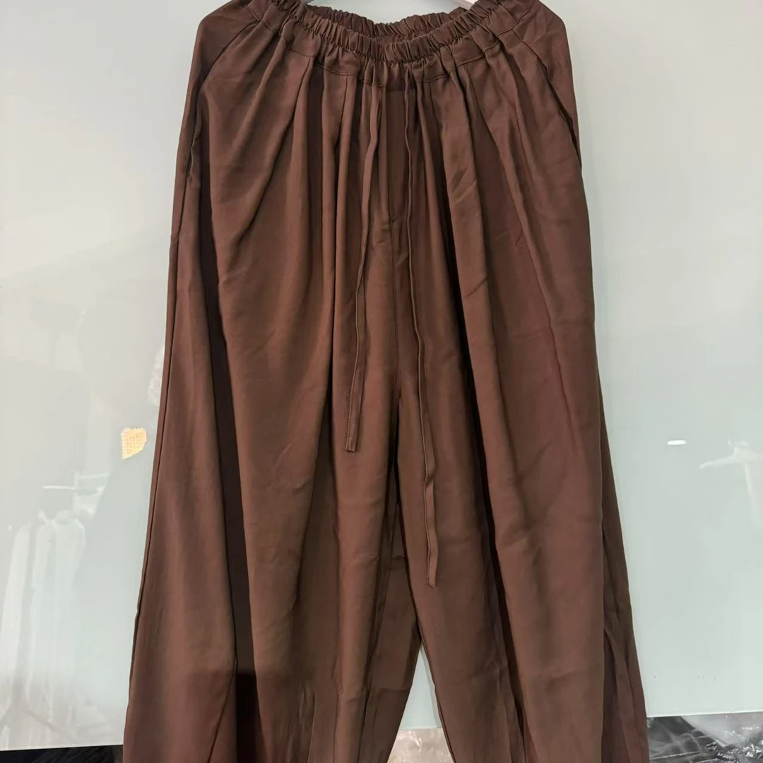【沐木流浪记】咖色铜氨丝时尚女裤子 Z