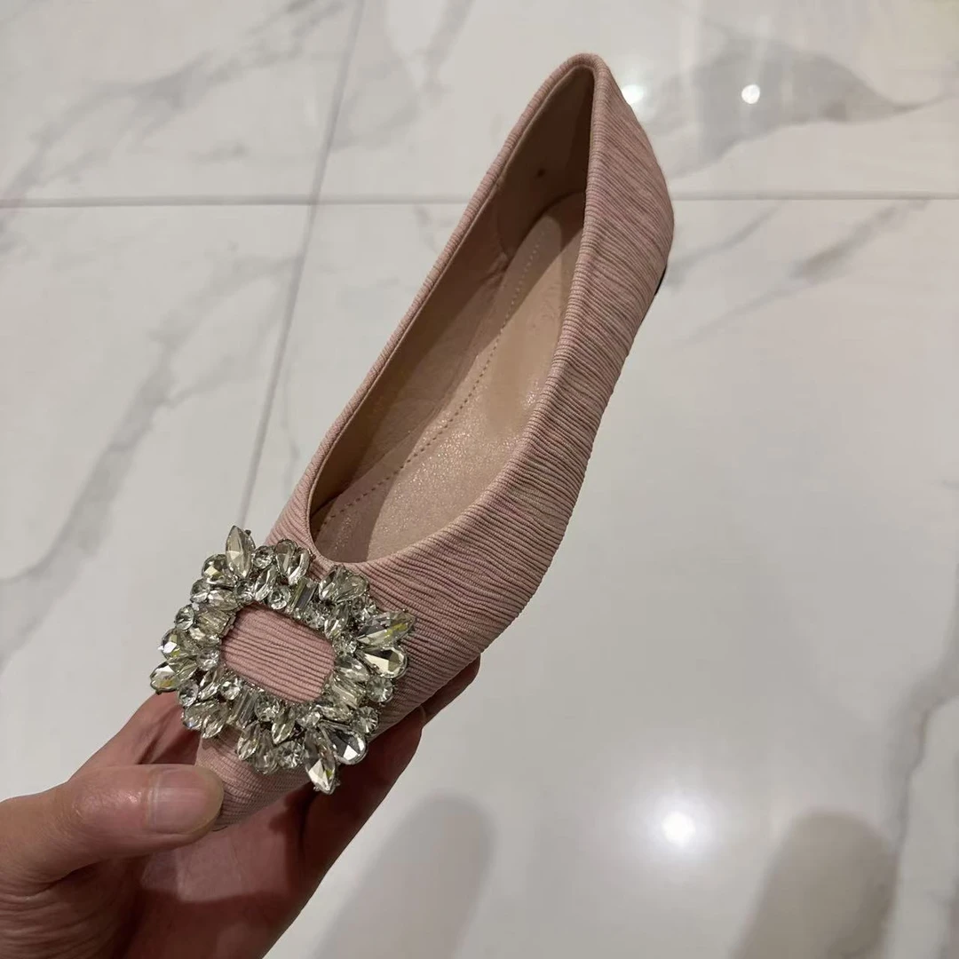 1193-3小香风平底单鞋2025春季新款法式气质方扣尖头软底女鞋