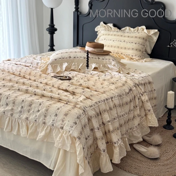 【MORNING GOOD】法式气质双层纱夏被四件套夏被纯棉柔软纱布空调被