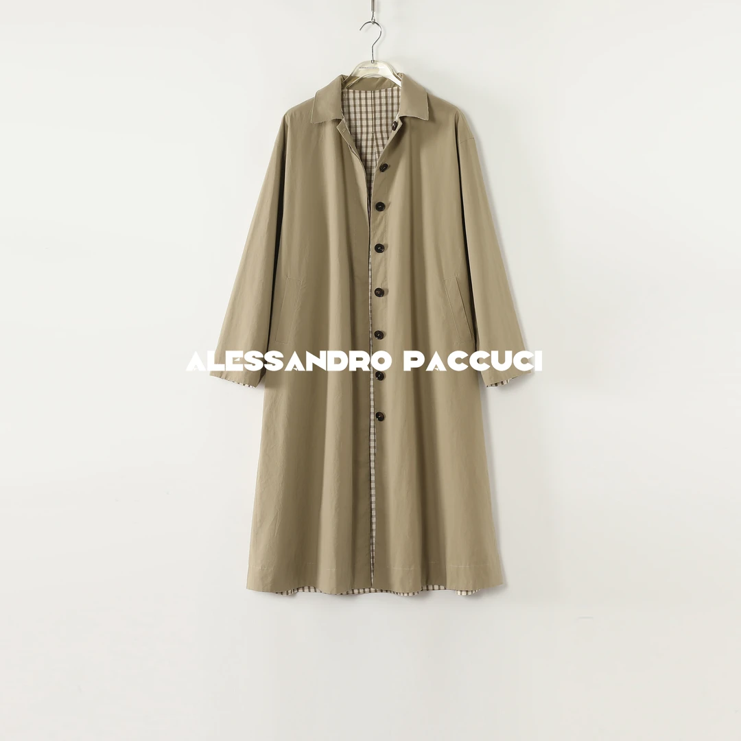 AP洛哥53014FY【性格切换】棉翻领双面穿格子时尚气质中长款风衣