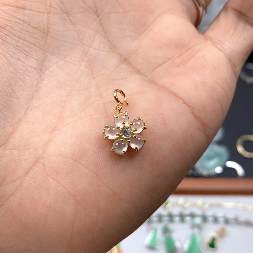 颈饰银S925镶嵌翡翠