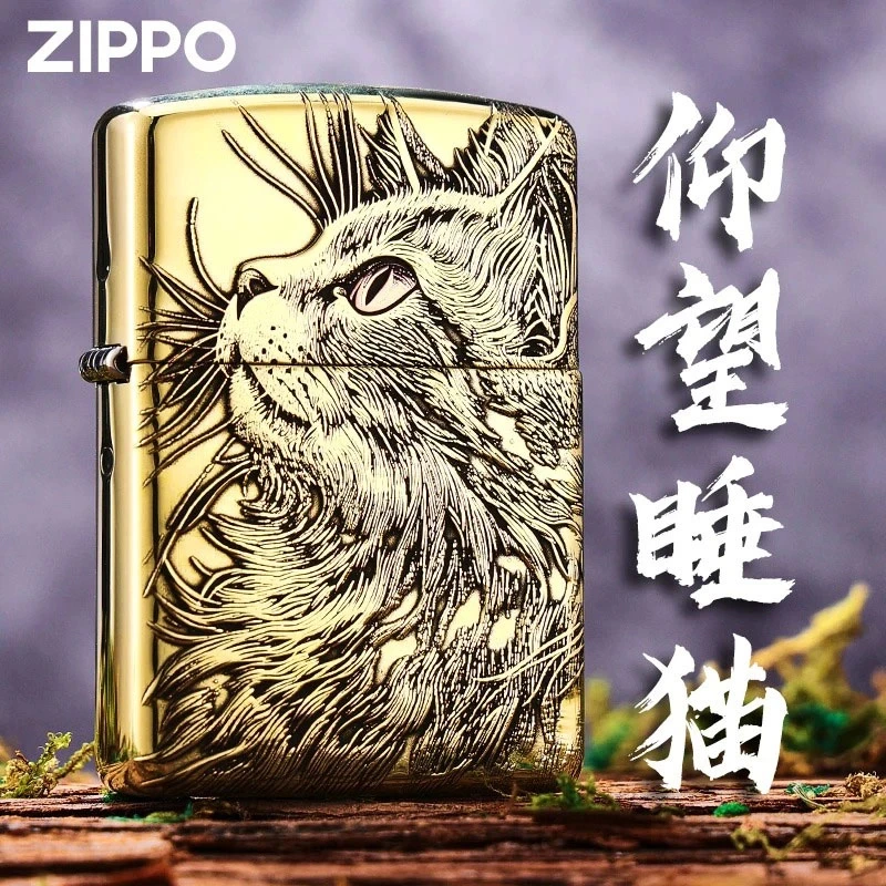 ZIPPO/之宝打火机/仰望睡猫-盔甲浮雕送礼男士DY9902FD【林子】