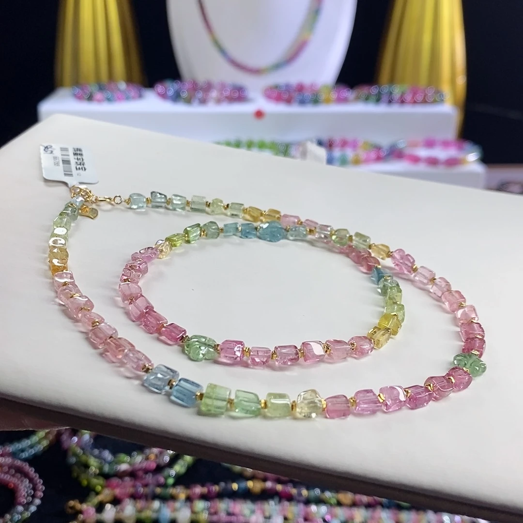 未镶嵌手链碧玺方糖锁骨链