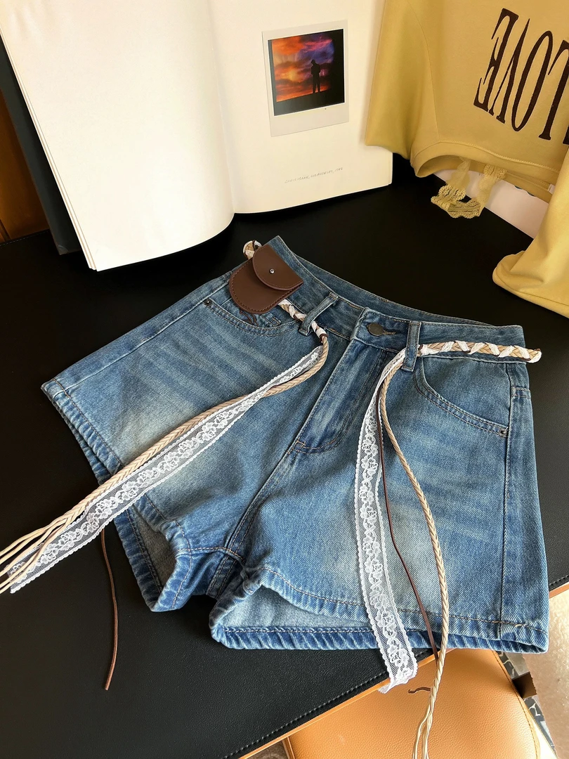 越野兔复古牛仔短裤合集～配腰带皮带