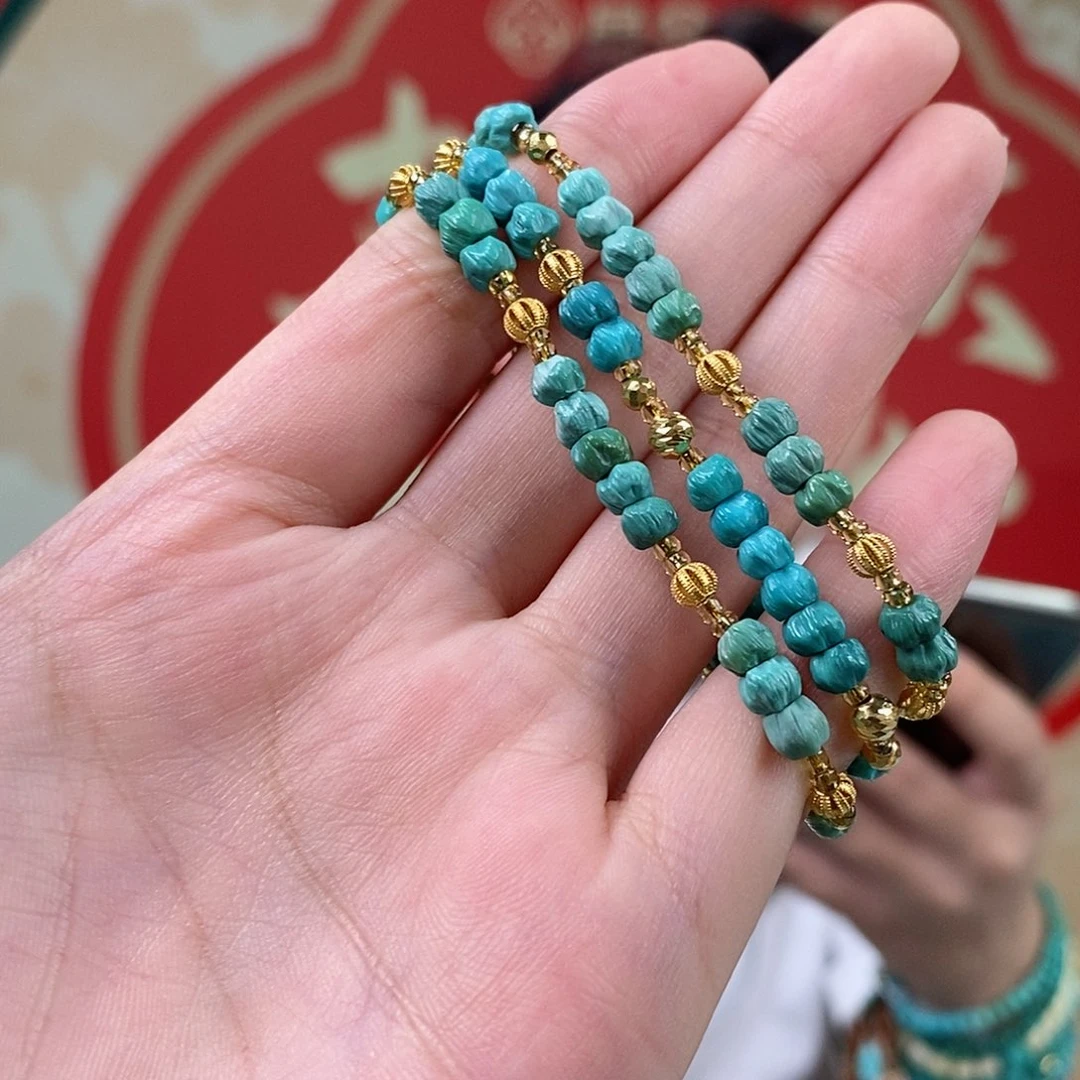 绿松石18K金镶嵌珠宝奇石