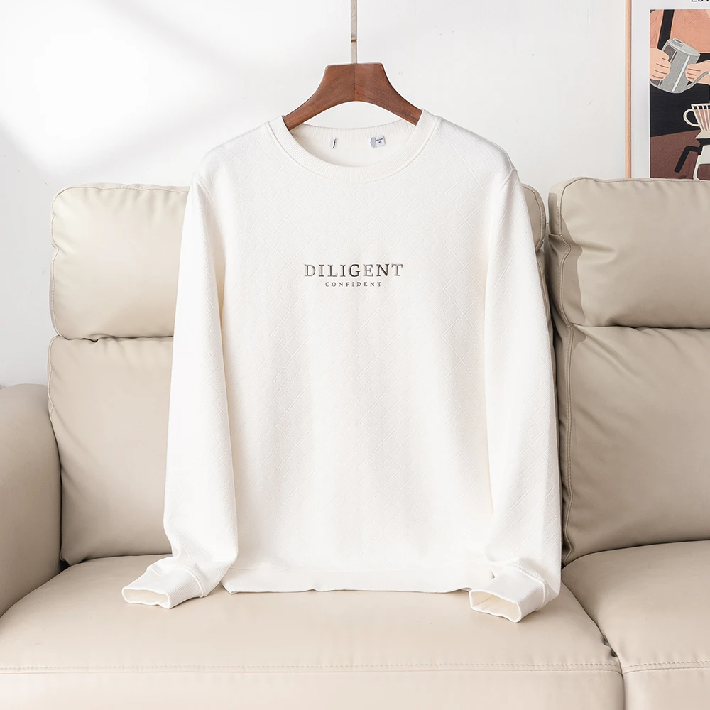 H3Y023撤柜款！含莫代尔！圆领卫衣男春秋长袖T恤宽松纯色打底衫潮