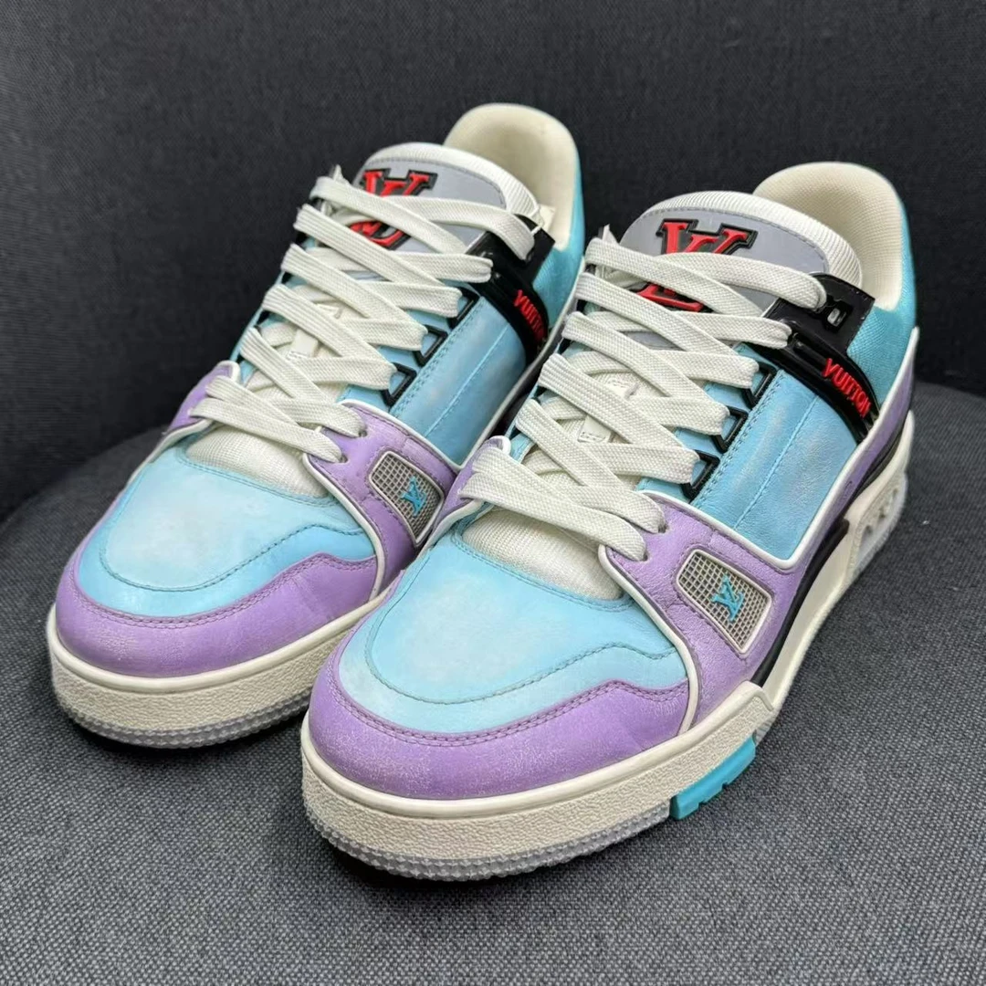 95新 LouisVuitton/路易威登 经典蓝紫马卡龙trainer奢鞋